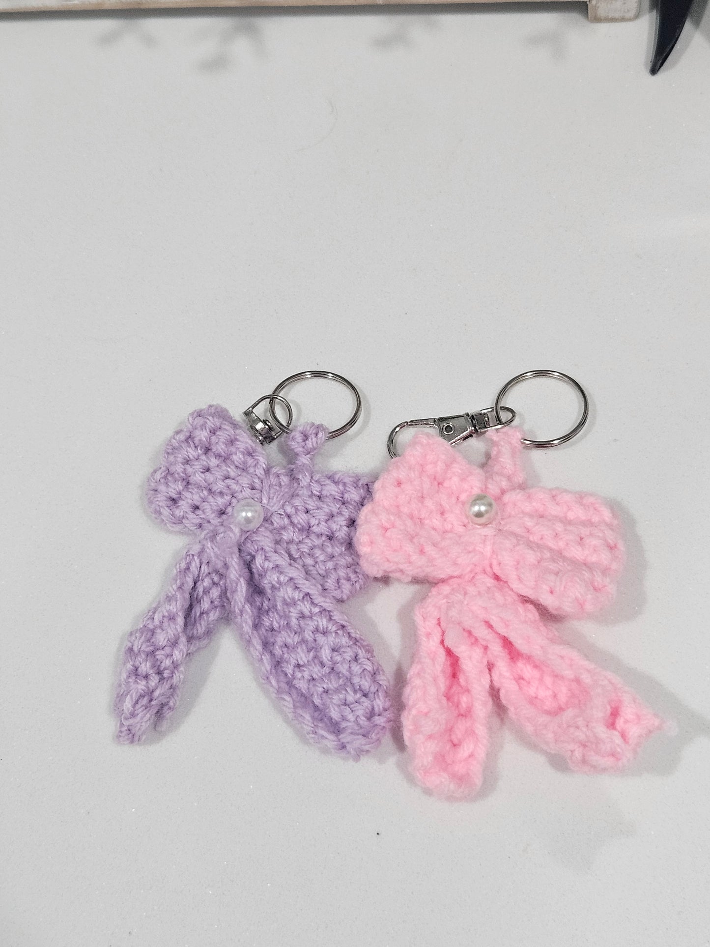 Crochet bow keychain