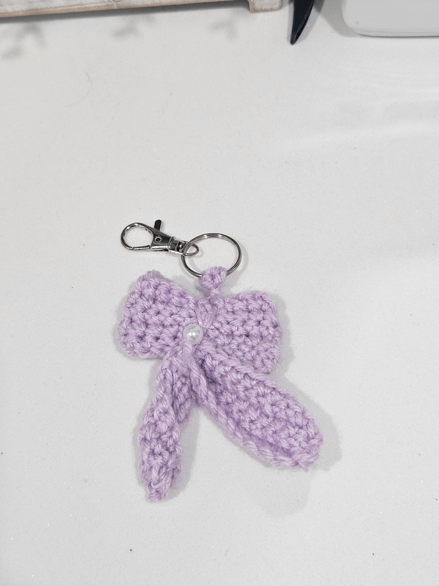 Crochet bow keychain