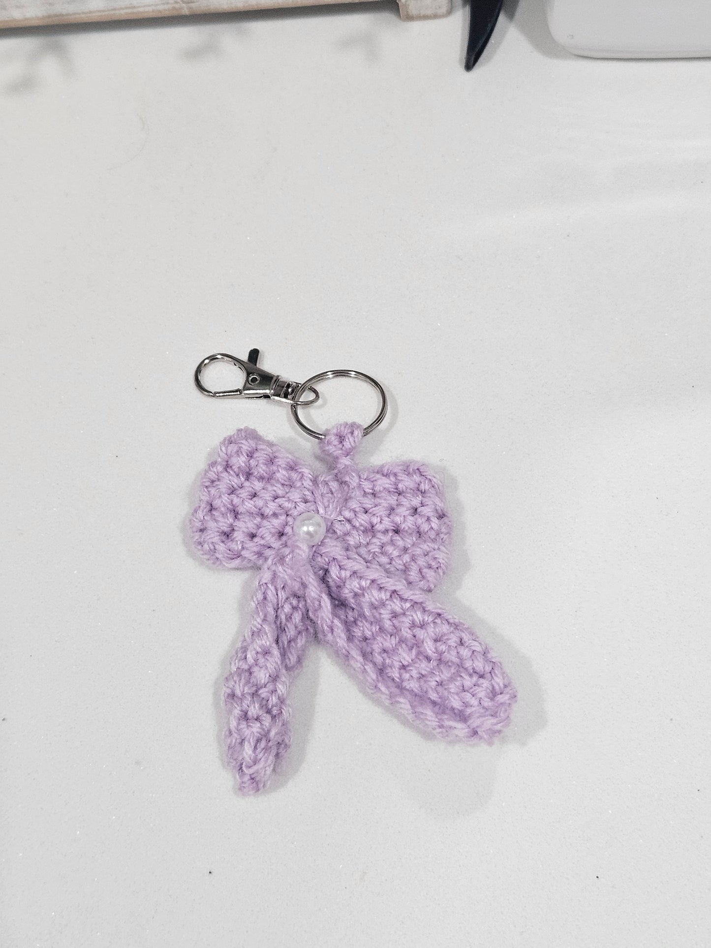 Crochet bow keychain
