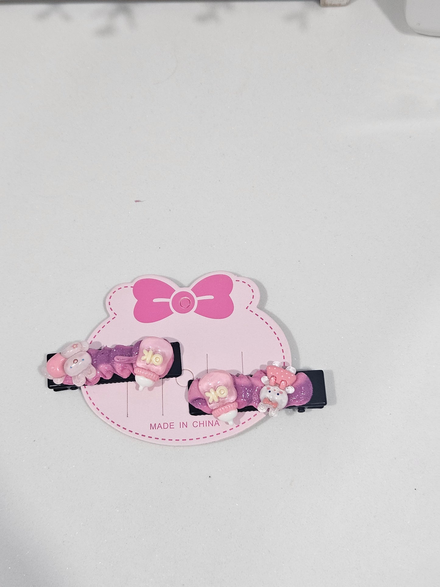 Two Tone bunny decoden hair clip