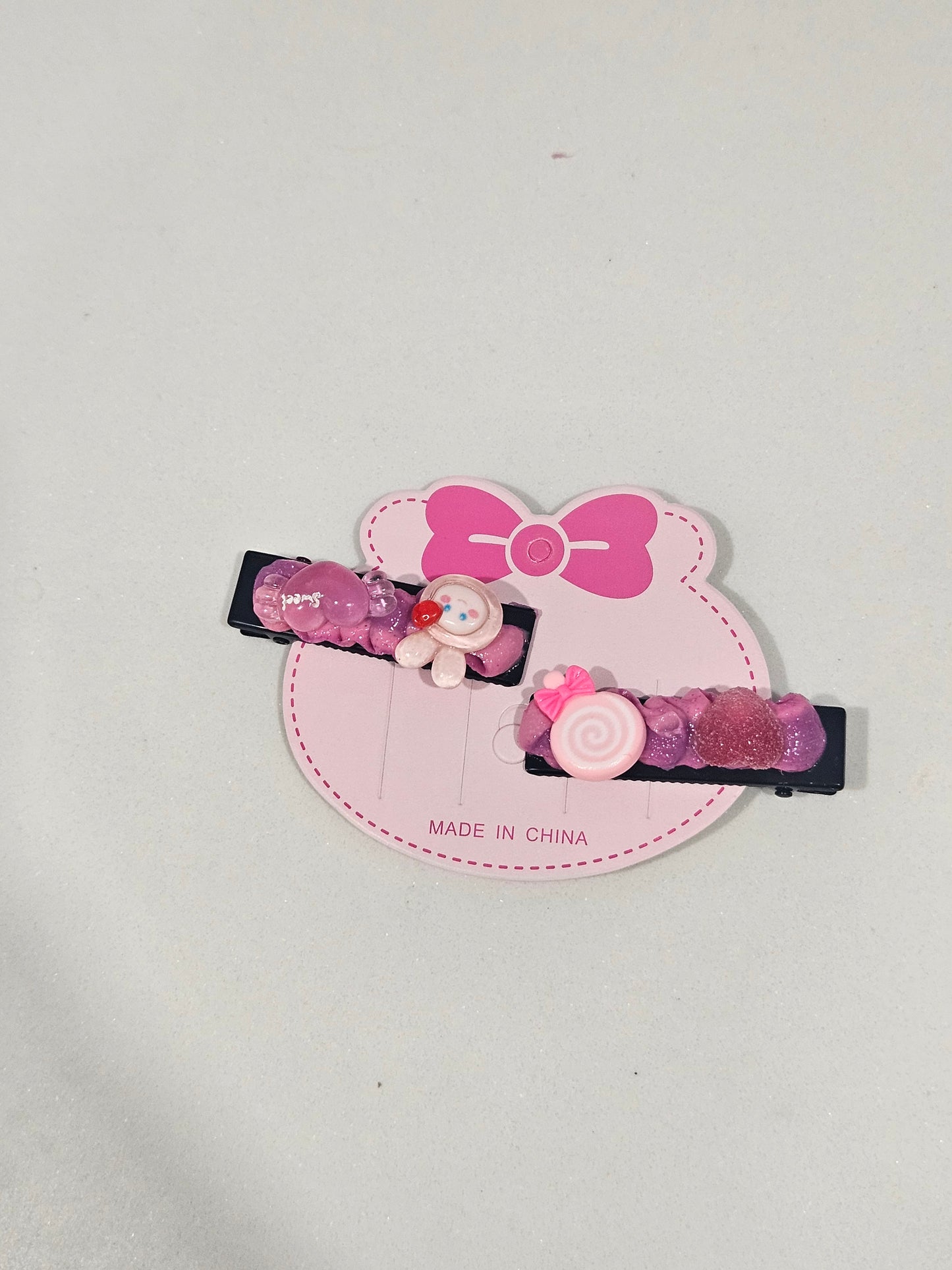 Purple bunny decoden hair clips